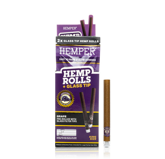 HEMPER - King Size Hemp Cones + Glass Tip 2PK