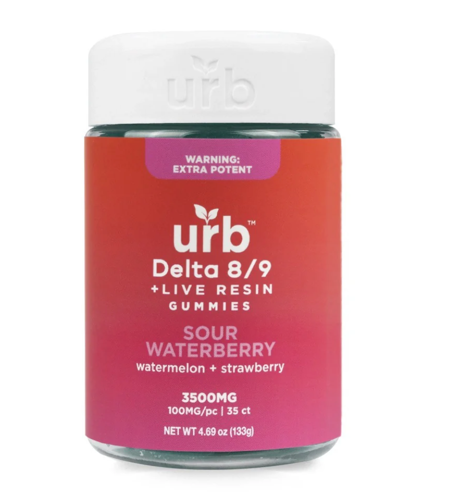 URB DELTA 8/9 + LIVE RESIN THC Gummies 3500MG - SOUR WATERBERRY