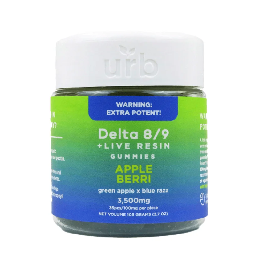 URB DELTA 8/9 + LIVE RESIN THC Gummies 3500MG - APPLE BERRI