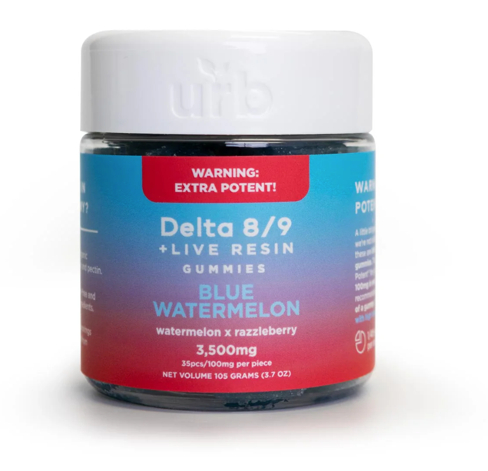 URB DELTA 8/9 + LIVE RESIN THC Gummies 3500MG - BLUE WATERMELON