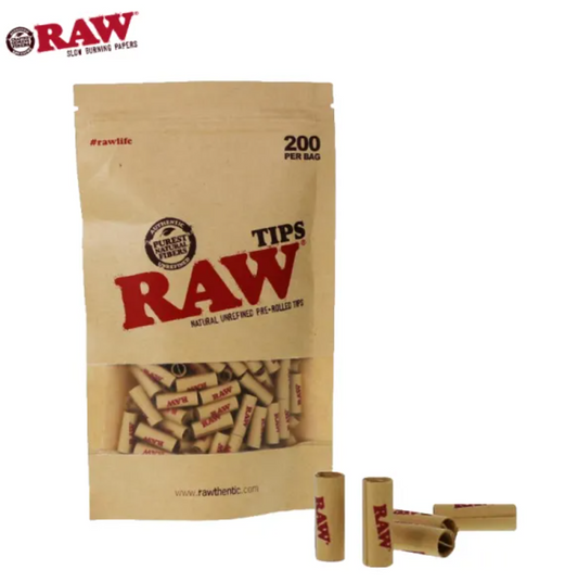 RAW UNBLEACHED PRE-ROLLED TIPS 200CT/BAG