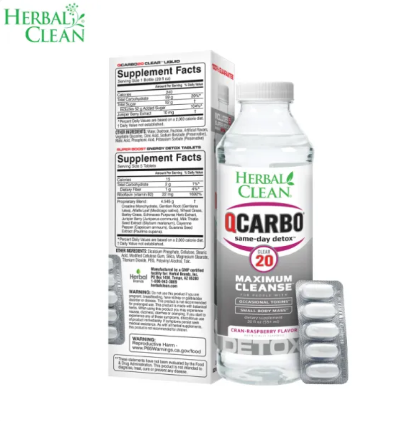 HERBAL CLEAN QCARBO20 CLEAR EXTREME STRENGTH CLEANSING FORMULA - Cran Raspberry