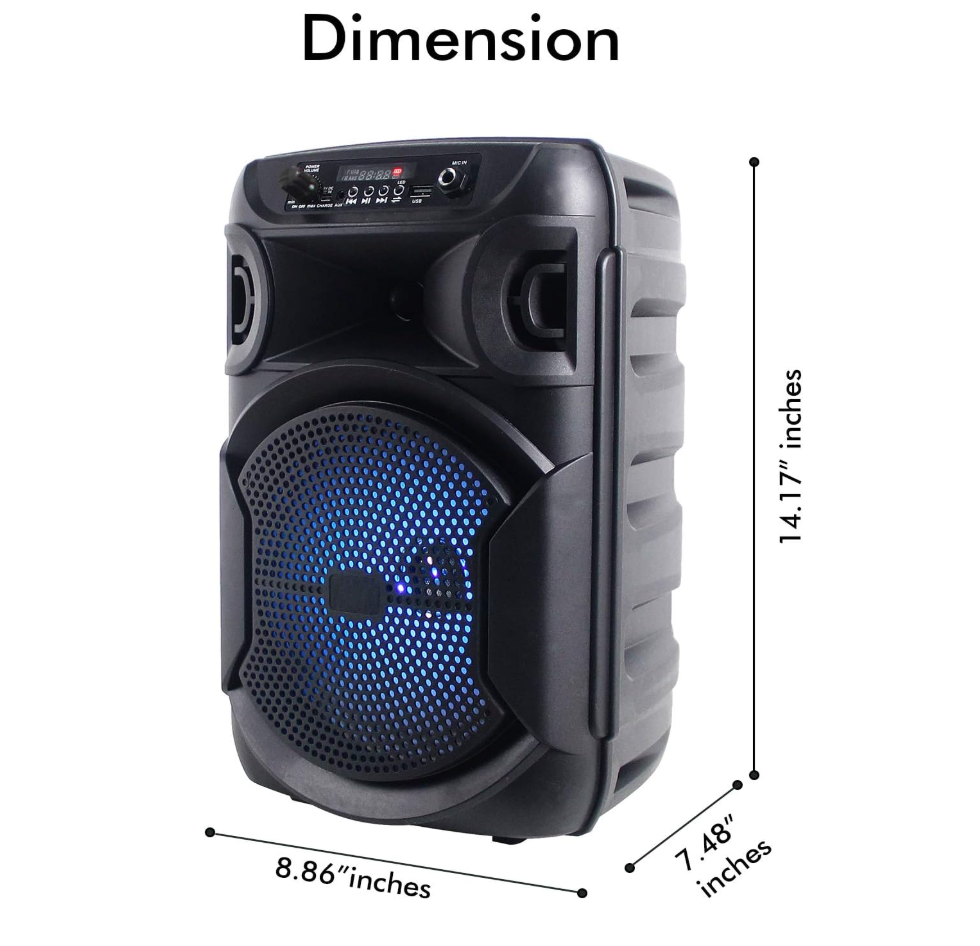 Audiobox ABX-80R Portable Bluetooth Party Stereo Speaker 8"