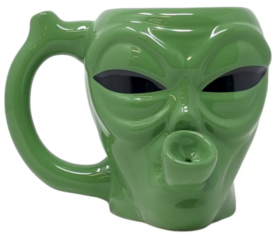 High Point Ceramic Green Alien Mug Hand Pipe
