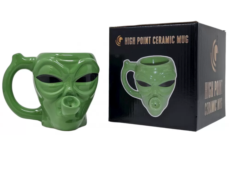 High Point Ceramic Green Alien Mug Hand Pipe