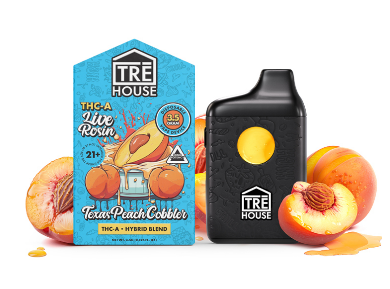 Tre House - Texas Peach Cobbler Hybrid Live Rosin THCA Vape Pen
