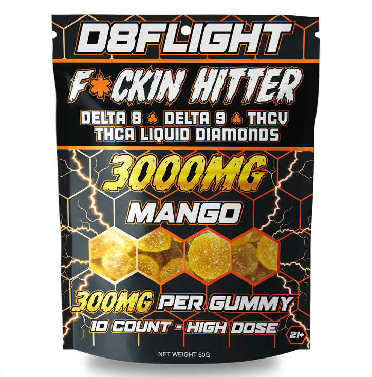 D8FLIGHT D8 + D9 + THCV + THCA LIQUID DIAMONDS 3000MG GUMMIES 10CT BAG