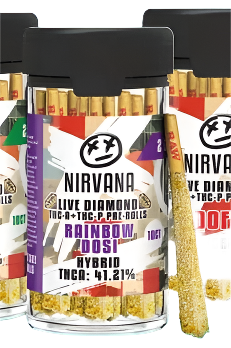 NIRVANA LIVE DIAMOND THC-A + THC-P PRE ROLLS RANBOW DOSI (HYBRID)