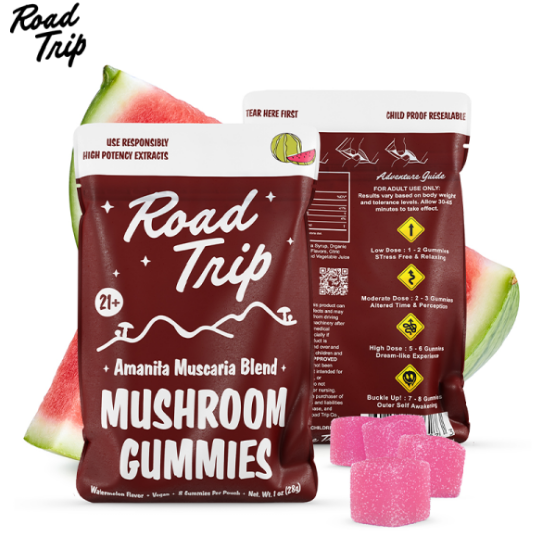 Road Trip Aminta Muscaria Blend Magic Mushroom Gummies 10 Count  Watermelon